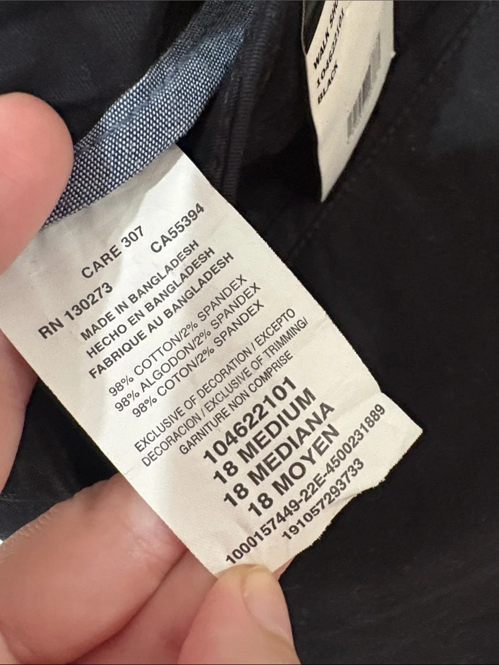 NWT Lee Regular Fit Mid Rise Black Walk Shorts Cotton Blend Size 18 Medium